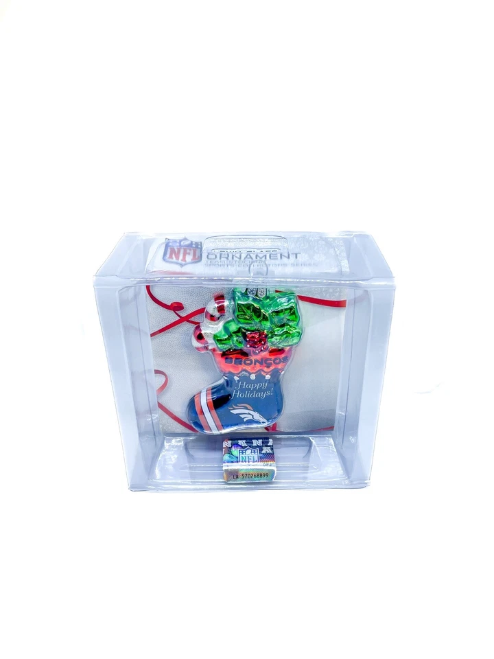 Denver Broncos Vidrio Soplado Árbol de Navidad Adorno Medias Foto 1 de 1