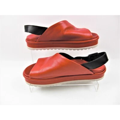 Sandalias planas de cuero con punta abierta recortadas rojas TODAS NEGRAS para mujer talla 5,5-36 Foto 1 de 4