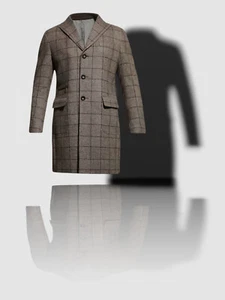 $1895 Neiman Marcus Men's Brown Plaid Flannel Bib Top Coat Jacket Size 50R - Picture 1 of 1