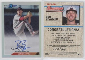 2020 Bowman Heritage Chrome Prospects Refractor /99 Ben Braymer #92PA-BB Auto