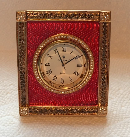 Faberge Catherine Palace Red Enamel w/Crystals Desk Clock Cover