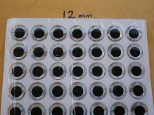 126 PCS 3D 12MM SILVER HOLOGRAPHIC FISHING LURE EYES/FLY TYING JIGS/CRAFT DESIGN - Picture 1 of 3