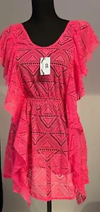 Swimsuit Coverup Women’s A-Shop-Z Ruffle Open Knit L/XL Fushia/Pink FREE SHIP!! - Picture 1 of 6