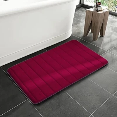 Alfombra de baño de lana coralina antideslizante para el hogar alfombra de piso absorbente de espuma - rojo vino Foto 1 de 4