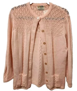 Vintage rosa Acryl Strick Knopfleiste Cardigan Pullover Größe M - Bild 1 von 5
