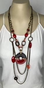 Premier Designs PIPER Chunky Circle Pendant Acrylic Beaded Necklace 925 - Picture 1 of 2