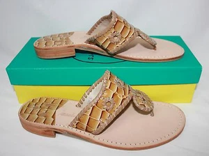 Jack Rogers Newport Croc Navajo Women Sandals Cognac Patent Leather New With Box - Picture 1 of 4