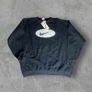 Vintage Nike Sweatshirt Men XL Black 90s Made In USA Center Oval Logo Swoosh NWT - Picture 1 of 10