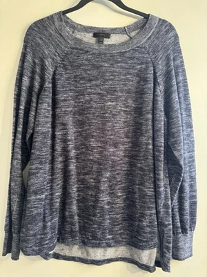 Suéter J Crew Talla XL Algodón Lino Poliéster Tweed Azul Calce Relajado Foto 1 de 4