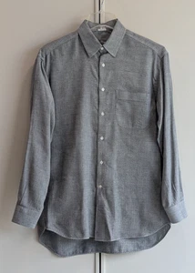 Salvatore Ferragamo Button Up Hemd Herren M grau Fischgrät Italy Leinenmischung - Bild 1 von 14