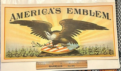Etiqueta publicitaria de caja de tabaco emblema de Estados Unidos águila patriótica Hoen Richmond Foto 1 de 4