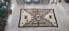 Antique NAVAJO Wool rug STORM pattern 52" x 88" White Gray Brown c. early 1900