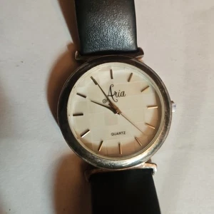 Aria 925 Sterling Silver Case Leather Band Quartz Women's Watch New Battery - Picture 1 of 6