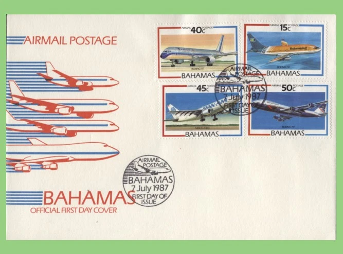Bahamas 1987 Airmail Postage, Aircrafts set First Day Cover - Image 1 of 1