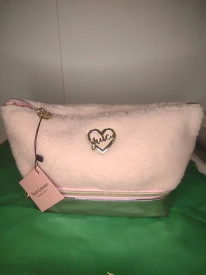 Juicy Couture Beauty Pink Make Up Bag Fuzzy And Shiny - Image 1 of 3