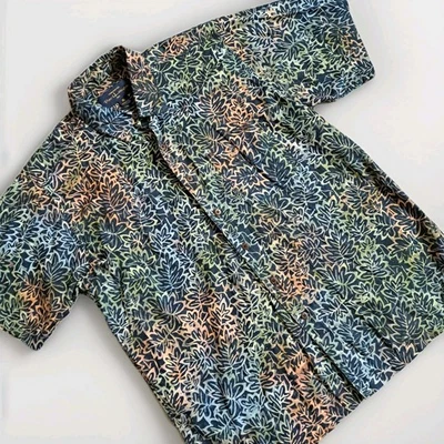 Pete Huntington Hawaiian Shirt Mens XL Floral Tie Dye Popover Short Sleeve - Image 1 of 4
