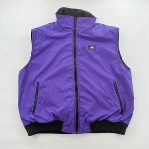 Vintage Woolrich Fleece Lined Vest Purple Nylon YKK Zip Size L Made in USA 80s - Picture 1 of 8