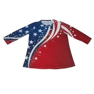 American Flag Girl's Long Sleeve Shirt - Picture 1 of 7