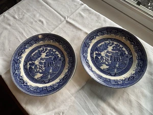 ANTIKE WEDGWOOD BLUE WILLOW 9" TELLER - 2 STÜCK - Ausgezeichnet. Zustand - Bild 1 von 10