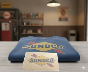 Vintage SUNOCO Iron-On Transfer Patch Panno Decalcomania Gasolio Racing Memorabilia - Foto 1 di 3
