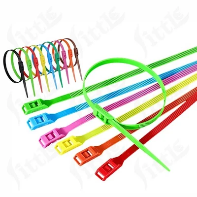 Double Buckle Cable Ties Zip Tie 7.3mm Colorful Nylon Plastic Zip Tie Wraps - Image 1 of 4