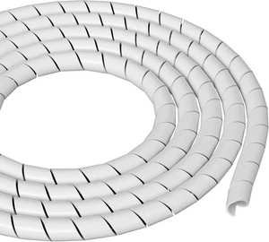 D-Line 8.2ft White Cord Wrap, Spiral Cable Sleeve, Expands 0.39-1.5in Diameter, - Picture 1 of 2