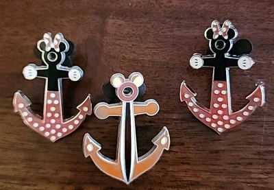 Juego de 3 prendedores de lanzamiento limitado de personajes ancla de Disney Cruise Line DCL Foto 1 de 4