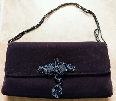 TALBOTS TERCIOPELO GAMUZA VIOLETA PROFUNDO MARRÓN MONEDERO BOLSO CLUTCH MUJER NUEVO 10"x6" Foto 1 de 3