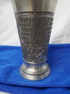 Vintage Frieling Zinn German Pewter Wine Cup Glass Embossed Mug