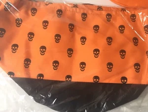 New! Halloween Tote Basket Round Heavy Duty and Easy Clean Orange Black Skulls - Picture 1 of 4