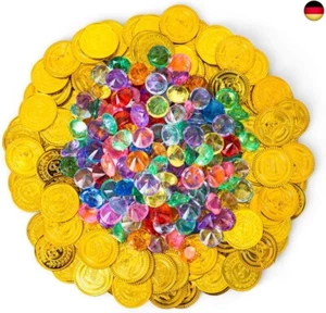 Kesote 300x Piratenschatz Spielzeug Kinder 100 Goldmünzen + 200 Edelsteine - Bild 1 von 7