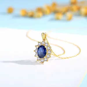Elegante Halskette Echtgold Anhänger 18 K/ 750 Gold mit Saphir und Zirkon 45cm - Bild 1 von 4