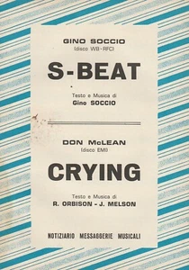 Spartito notiziario MESSAGGERIE MUSICALI S-BEAT / CRYING Soccio - Melson 1980 - Foto 1 di 2