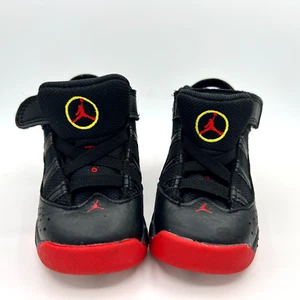 Jordan 6 Rings Sneakers Black University Red 323420-063 Size 7C - Picture 1 of 8