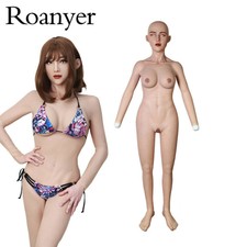 Roanyer Silicone may mask with Breast Form whole Body Suit Feet For Crossdresser