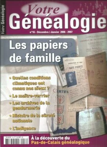 VOTRE GENEALOGIE N°16 PAPIERS DE FAMILLE / PAS-DE-CALAIS GENEALOGIQUE / VERRIER - Bild 1 von 2