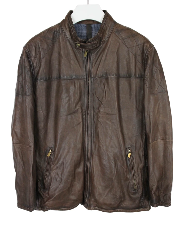 Chaqueta para hombre MASSIMO DUTTI 3301 2XL cremallera completa cuero oveja banda cuello marrón Foto 1 de 4