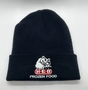 HEB Frozen Foods Polar Bear Beanie Cap Hat Adult OSFM Black 100% Acrylic - Picture 1 of 4