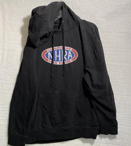 NHRA Drag Racing Hoodie Sweatshirt Adult Large Black Long Sleeve Pullover Cover