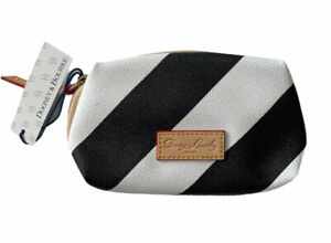 NEW Dooney & Bourke Black and White Stripe Wristlet Coin Purse Bag Wallet NWT