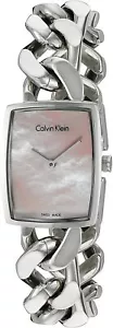 Calvin Klein K5D2M12E Silver Tone Pink MOP Dial Swiss Made Women's Fashion Watch - Picture 1 of 2
