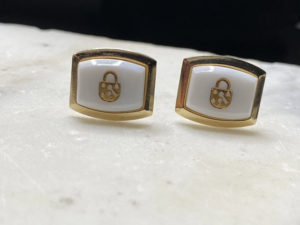 Vintage Gold Tone Lock Cufflinks - Image 1 of 4