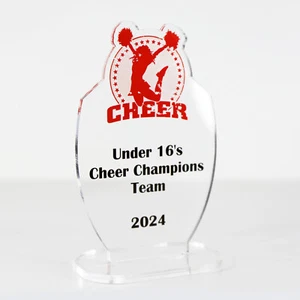 ACRYLIC COLOUR TROPHY AWARD CUSTOM DESIGNED FOR CHEERLEADING ACHIEVEMENT - Foto 1 di 4