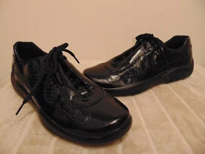 PRADA America's Cup Black Patent Leather Sneakers Men’s Size 8.5 - Picture 1 of 13