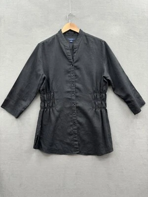 Camisa Westbound para mujer 14 de lino negra con botones Foto 1 de 4