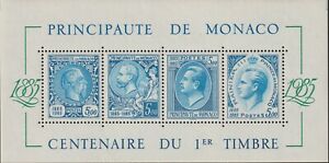 Monaco 1985 Souvenir Sheet #1500 National Postage Stamp Centennial - MNH