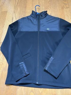 Chaqueta LACOSTE Para Hombres Negra Cremallera Completa Forrada de Vellón Suave Shell Talla 5 M/L Foto 1 de 4