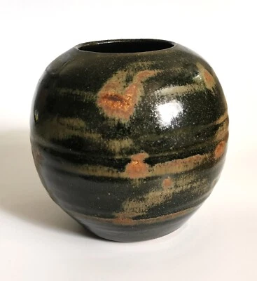 Bill Campbell Studio Pottery Tenmoku Globe Vase 1997 STUNNING Signed & Dated - Image 1 of 4