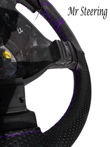 Für Man TGA 00-07 Schwarz Perforiert Leder Lenkrad Abdeckung Lila Naht - Bild 1 von 1