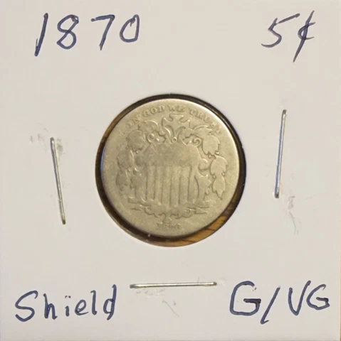 1870 SHIELD NICKEL - G TO VG- GOOD TO VERY GOOD Cover